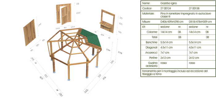 Gazebo roma Igea disegno tecnico