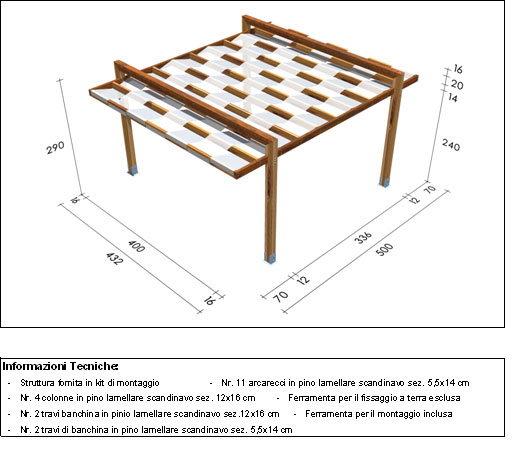 Gazebo roma Manhattan disegno tecnico grande