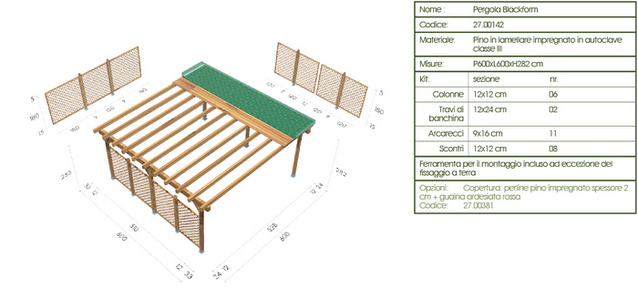 Pergola, roma Blackform disegno tecnico