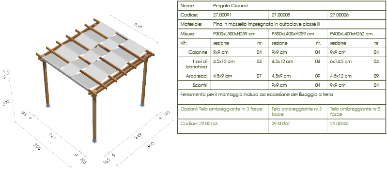 Pergola, roma Ground disegno tecnico