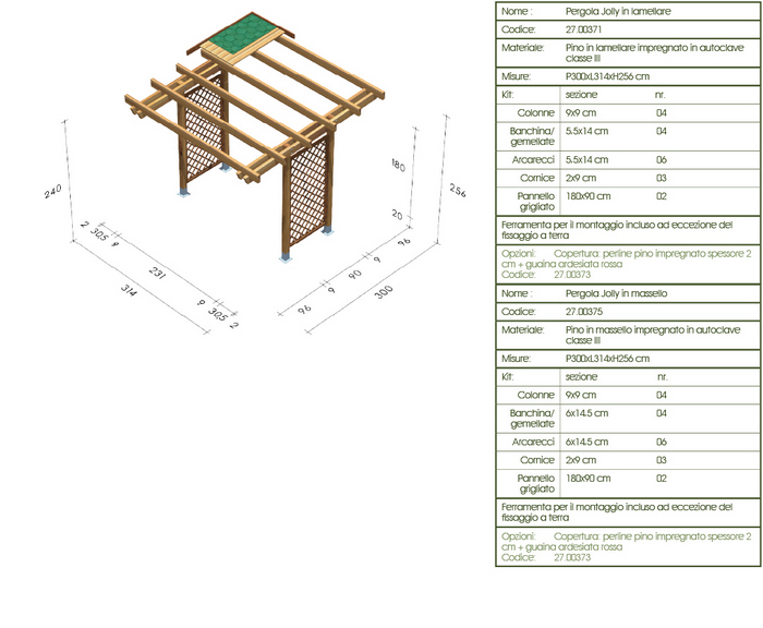 Pergola, roma Jolly disegno tecnico