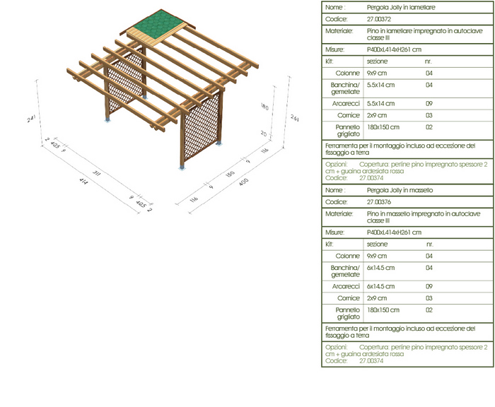 Pergola, roma Jolly disegno tecnico medio