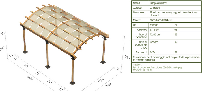 Pergola, roma Liberty disegno tecnico