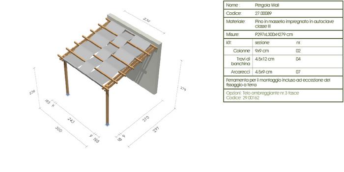 Pergola, roma Wall disegno tecnico